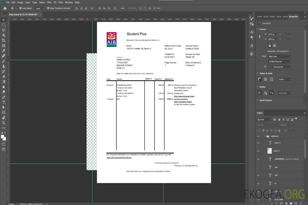Irlande AIB Excel template